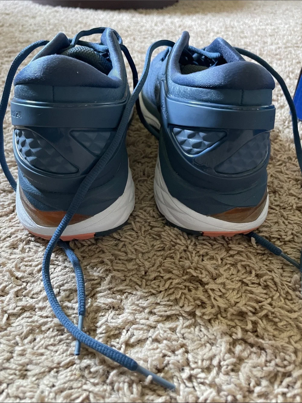 Asics Smoke Blue Gel Kayano 24 Athletic Running Shoes with Cantaloupe Accents